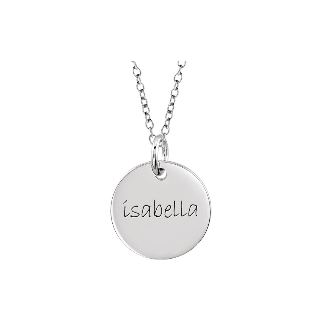 Silver Engraveable Disc Pendant Necklace