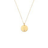 Diamond Initial Disc Pendant Necklace