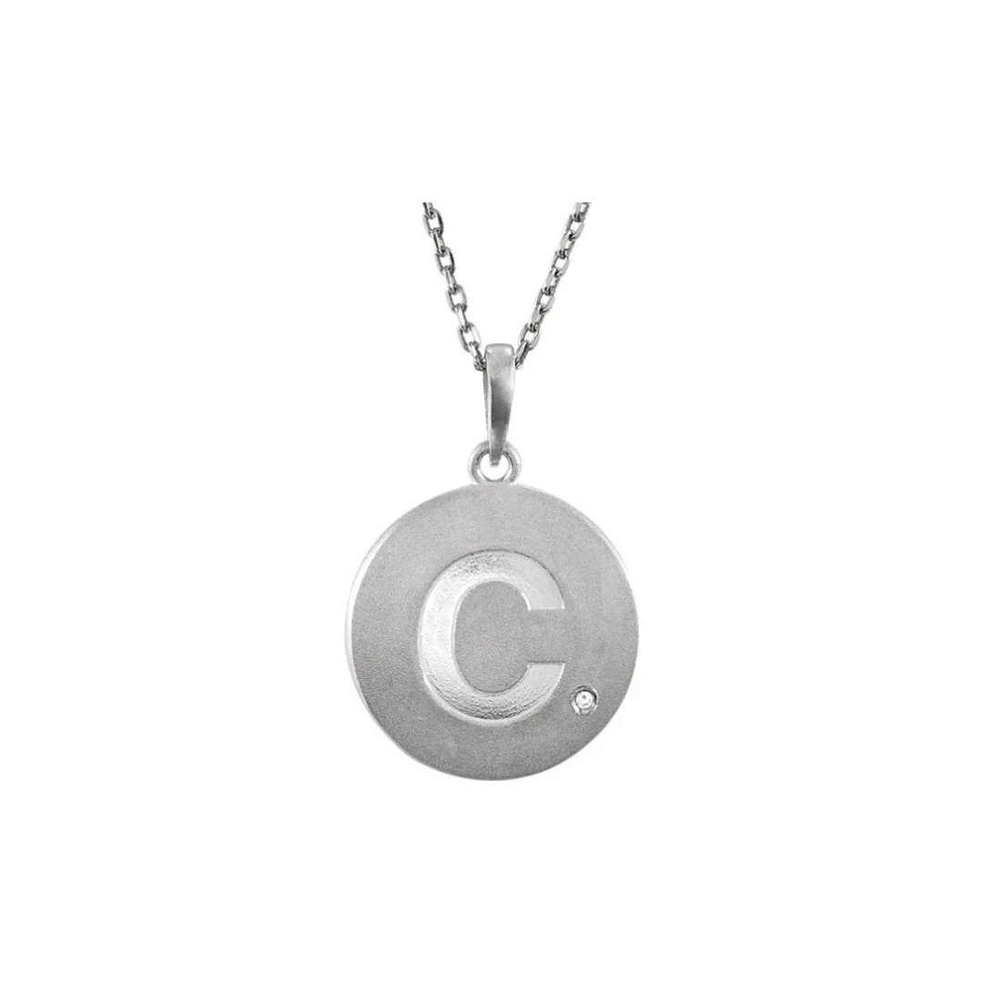 Silver Disc Diamond Initial Necklace