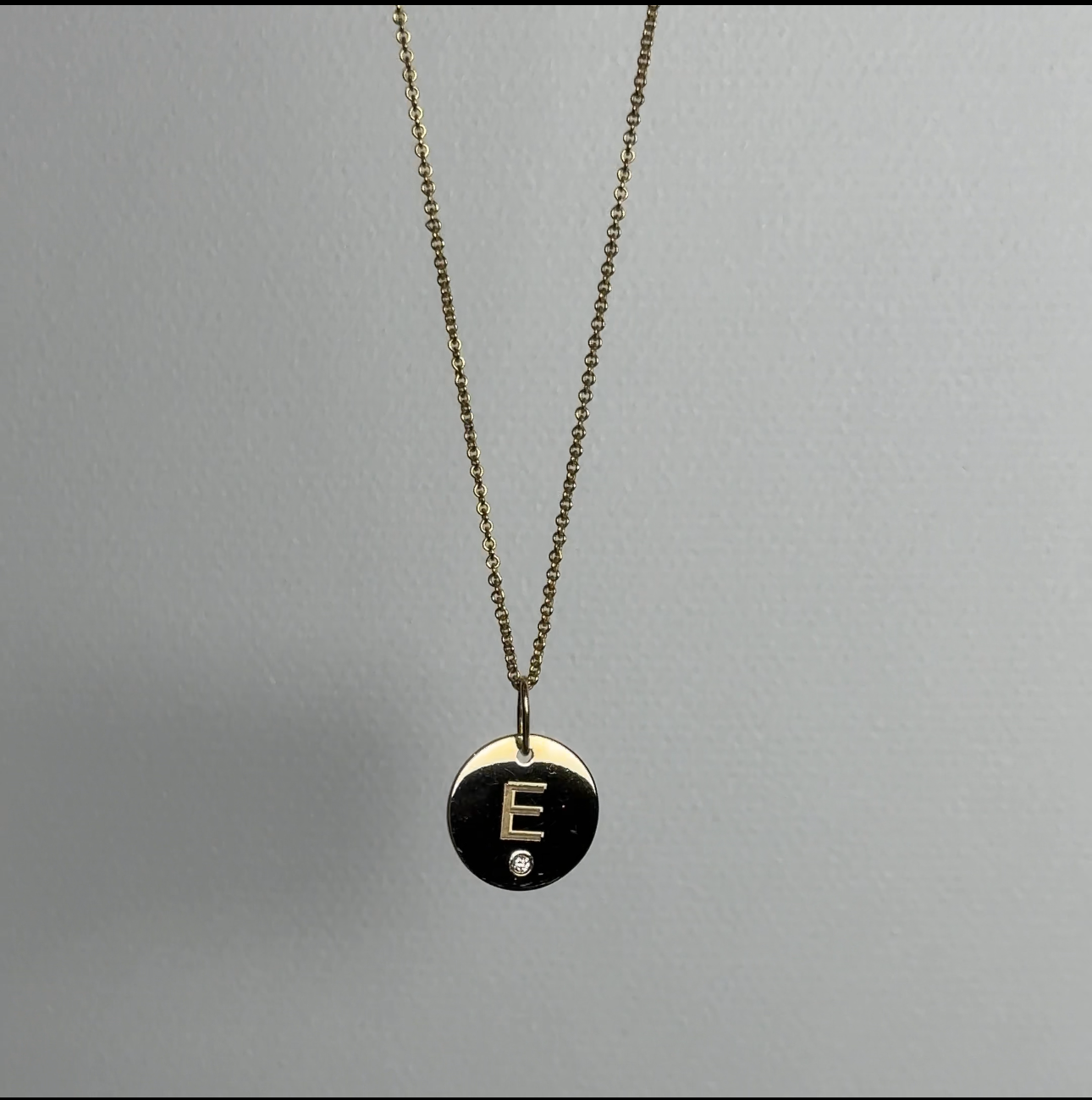 Diamond Initial Disc Pendant Necklace