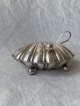 Antique Silver-Plated Clam Shell Butter Dish