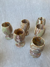 Set of Six Vintage Onyx Wine Goblets (Green)