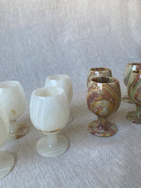 Set of Six Vintage Onyx Wine Goblets (Green)