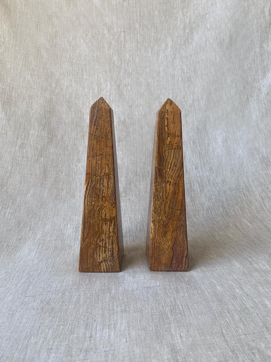 Pair of Vintage Marble Obelisks