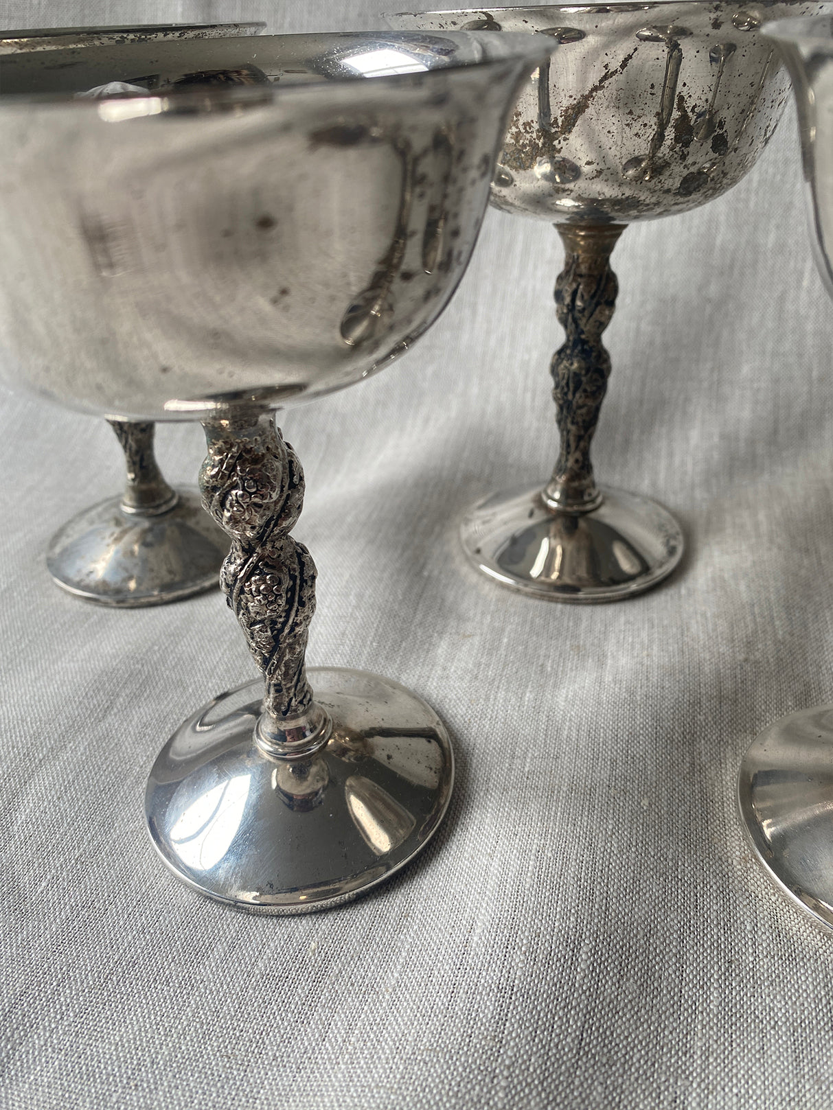 Set of Six Silver-Plated Vintage Coupes