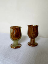 Pair of Vintage Onyx Egg Cups / Shot Glasses