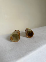 Pair of Vintage Onyx Egg Cups / Shot Glasses