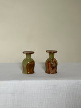 Pair of Vintage Onyx Egg Cups / Shot Glasses