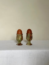 Pair of Vintage Onyx Egg Cups / Shot Glasses