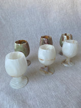 Set of Six Vintage Onyx Wine Goblets (White)