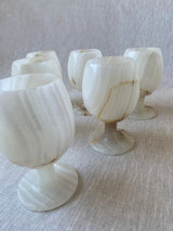 Set of Six Vintage Onyx Wine Goblets (White)