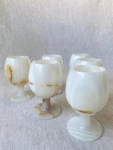 Set of Six Vintage Onyx Wine Goblets (White)